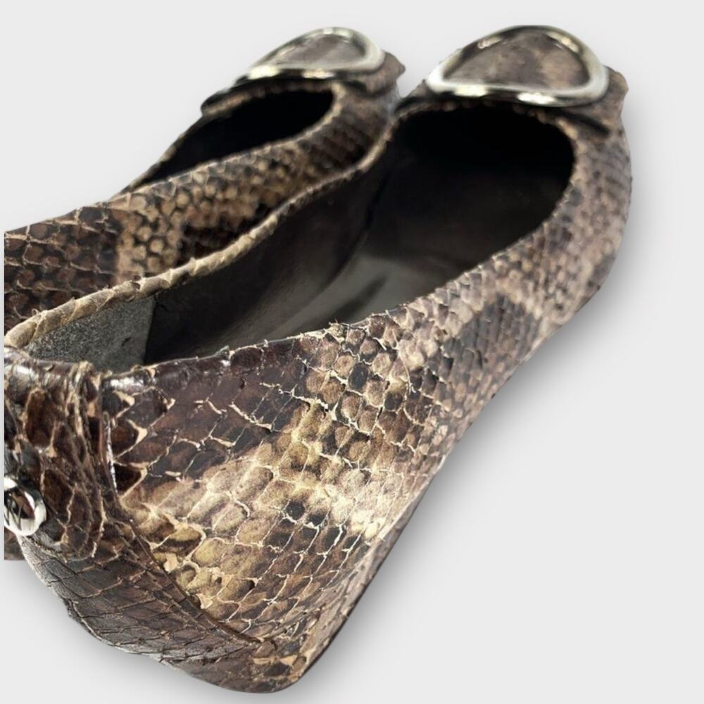 Stuart Weitzman Snakeskin Embossed Leather Flats Size 6.5 - Picture 6 of 7